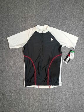 IRONMAN Cycling Jersey Womens Size M Black White 1/4 Zip NWT Taiwan